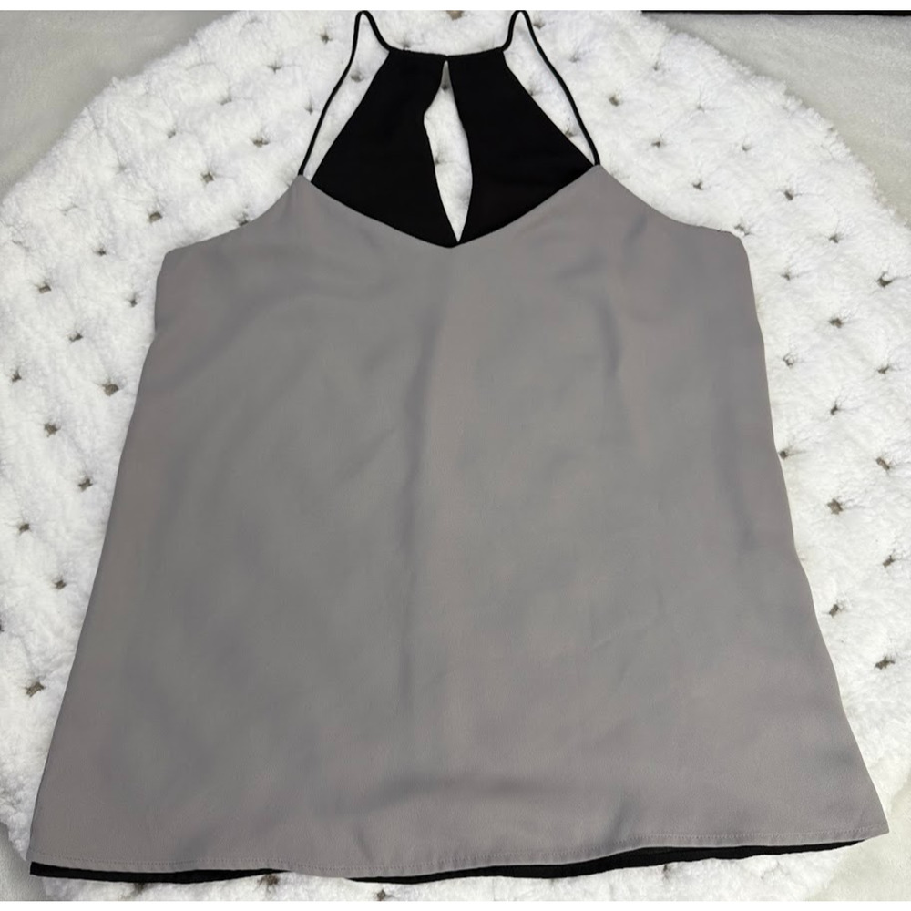 Express Gray and Black Halter soft Blouse Size S keyhole neckline -W/O tags‎